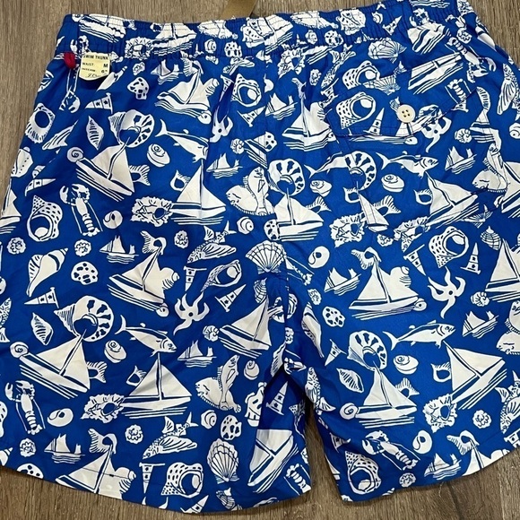 NWT J. Crew Size M 6” Stretch Swim Trunks Blue Lobster Sailboat Shell Summer - Picture 8 of 10